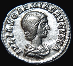 Julia Soaemias Augusta 220 CE denarius from Wildwinds RSC 3
